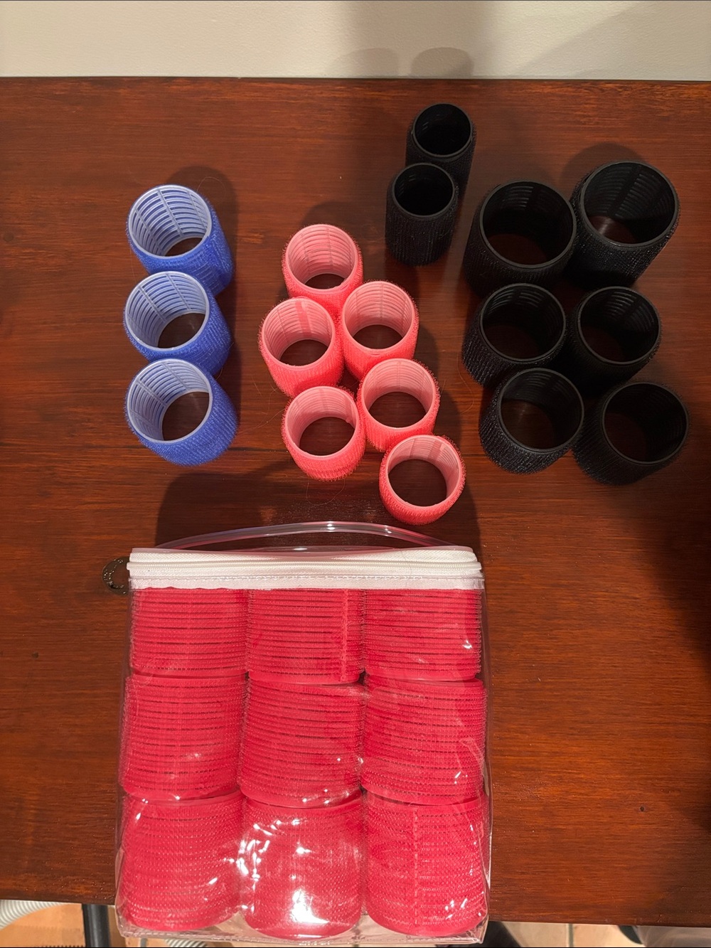 Pack of Multi-Color Hair Rollers — Blue, Pink, Black, Red